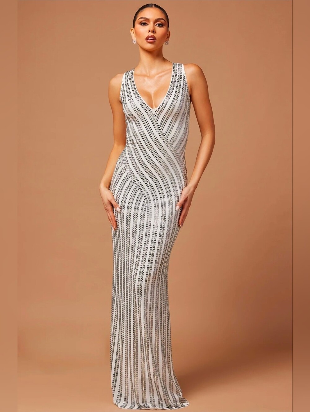 Fashion Nova Lyric Embellished Maxi Dress – Ivory Small size